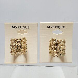 Mystique Gold-Tone Stretch Chain-Link Statement Rings – 2 for 1 Deal!